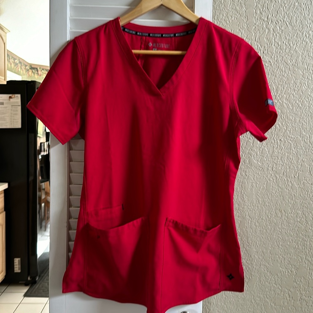 Med Couture red scrub top- size small